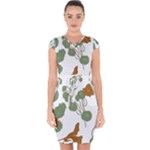 Nasturtium Flowers Plant Leaves Capsleeve Drawstring Dress 