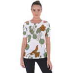 Nasturtium Flowers Plant Leaves Shoulder Cut Out Short Sleeve Top