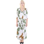 Nasturtium Flowers Plant Leaves Quarter Sleeve Wrap Maxi Dress