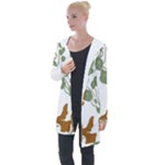 Nasturtium Flowers Plant Leaves Longline Hooded Cardigan