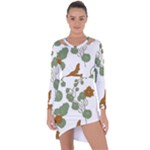 Nasturtium Flowers Plant Leaves Asymmetric Cut-Out Shift Dress