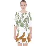 Nasturtium Flowers Plant Leaves Quarter Sleeve Pocket Dress