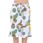 Nasturtium Flowers Plant Leaves Short Mermaid Skirt