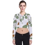 Nasturtium Flowers Plant Leaves Long Sleeve Zip Up Bomber Jacket