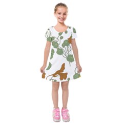 Nasturtium Flowers Plant Leaves Kids  Short Sleeve Velvet Dress from ArtsNow.com