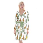 Nasturtium Flowers Plant Leaves Long Sleeve Velvet Front Wrap Dress