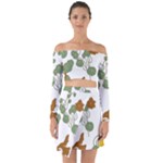 Nasturtium Flowers Plant Leaves Off Shoulder Top with Skirt Set