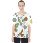 Nasturtium Flowers Plant Leaves V-Neck Dolman Drape Top