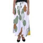 Nasturtium Flowers Plant Leaves Flared Maxi Skirt