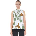 Nasturtium Flowers Plant Leaves Mock Neck Shell Top