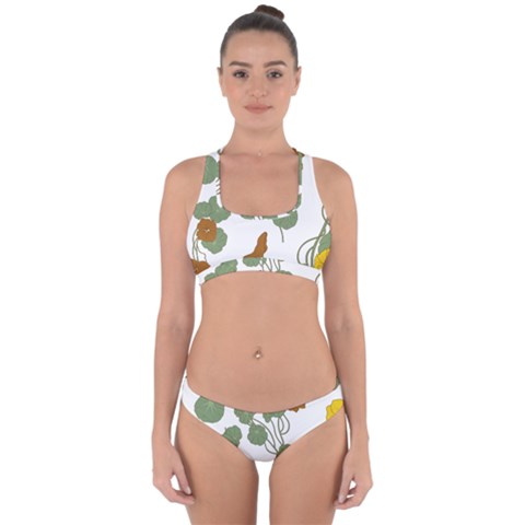 Nasturtium Flowers Plant Leaves Cross Back Hipster Bikini Set from ArtsNow.com