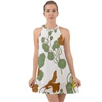 Nasturtium Flowers Plant Leaves Halter Tie Back Chiffon Dress