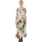 Nasturtium Flowers Plant Leaves Button Up Boho Maxi Dress