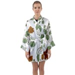 Nasturtium Flowers Plant Leaves Long Sleeve Satin Kimono