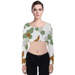 Nasturtium Flowers Plant Leaves Velvet Long Sleeve Crop Top