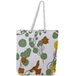 Nasturtium Flowers Plant Leaves Full Print Rope Handle Tote (Large)