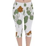 Nasturtium Flowers Plant Leaves Velvet Capri Leggings 