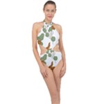 Nasturtium Flowers Plant Leaves Halter Side Cut Swimsuit