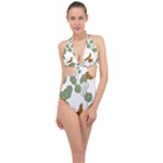 Nasturtium Flowers Plant Leaves Halter Front Plunge Swimsuit