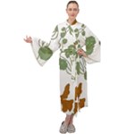 Nasturtium Flowers Plant Leaves Maxi Velvet Kimono