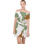 Nasturtium Flowers Plant Leaves Off Shoulder Chiffon Dress