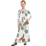 Nasturtium Flowers Plant Leaves Kids  Quarter Sleeve Maxi Dress