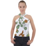 Nasturtium Flowers Plant Leaves Cross Neck Velour Top