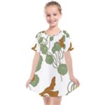 Nasturtium Flowers Plant Leaves Kids  Smock Dress