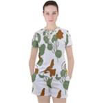 Nasturtium Flowers Plant Leaves Women s T-Shirt and Shorts Set