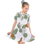 Nasturtium Flowers Plant Leaves Kids  Short Sleeve Shirt Dress