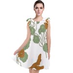 Nasturtium Flowers Plant Leaves Tie Up Tunic Dress