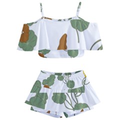 Kids  Off Shoulder Skirt Bikini 