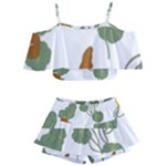 Nasturtium Flowers Plant Leaves Kids  Off Shoulder Skirt Bikini