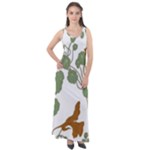 Nasturtium Flowers Plant Leaves Sleeveless Velour Maxi Dress