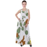 Nasturtium Flowers Plant Leaves Empire Waist Velour Maxi Dress