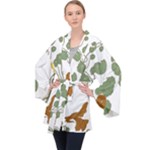 Nasturtium Flowers Plant Leaves Long Sleeve Velvet Kimono 