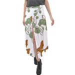 Nasturtium Flowers Plant Leaves Velour Split Maxi Skirt