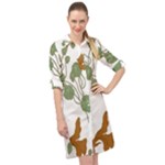 Nasturtium Flowers Plant Leaves Long Sleeve Mini Shirt Dress