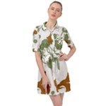 Nasturtium Flowers Plant Leaves Belted Shirt Dress