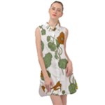 Nasturtium Flowers Plant Leaves Sleeveless Shirt Dress