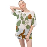 Nasturtium Flowers Plant Leaves Oversized Chiffon Top