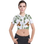 Nasturtium Flowers Plant Leaves Short Sleeve Cropped Jacket