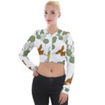 Nasturtium Flowers Plant Leaves Long Sleeve Cropped Velvet Jacket