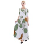 Nasturtium Flowers Plant Leaves Half Sleeves Maxi Dress