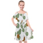 Nasturtium Flowers Plant Leaves Kids  Cut Out Shoulders Chiffon Dress