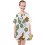 Nasturtium Flowers Plant Leaves Kids  One Piece Chiffon Dress