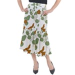 Nasturtium Flowers Plant Leaves Midi Mermaid Skirt