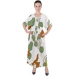 Nasturtium Flowers Plant Leaves V-Neck Boho Style Maxi Dress