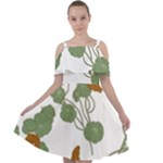 Nasturtium Flowers Plant Leaves Cut Out Shoulders Dress