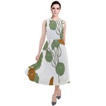 Nasturtium Flowers Plant Leaves Round Neck Boho Dress